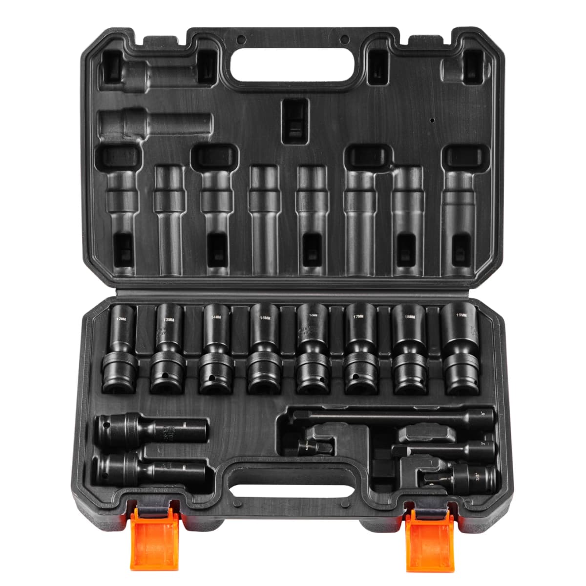 SucceBuy 360 Degree Swivel Impact Socket Set 3/8" Socket Set Deep Universal Metric 10-19mm 6Point Cr-Mo Alloy Steel for Repair
