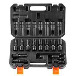 SucceBuy 360 Degree Swivel Impact Socket Set 3/8" Socket Set Deep Universal Metric 10-19mm 6Point Cr-Mo Alloy Steel for Repair