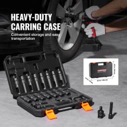 SucceBuy 360 Degree Swivel Impact Socket Set 3/8" Socket Set Deep Universal Metric 10-19mm 6Point Cr-Mo Alloy Steel for Repair
