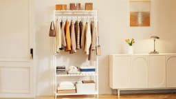 Heavy Duty Free Standing Bamboo Garment Rack with Storage Shelves And Hooks Clothes Hanging Stand Organizer for Home