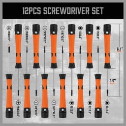 HORUSDY 12Pc Precision Screwdriver Set with Pouch Phillips Slotted Torx Star