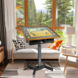 1500 Pieces Jigsaw Puzzle Table for Adults, with Adjustable Tilting Angle and Wheels, Metal Legs, Storage Drawers, Portable Cart