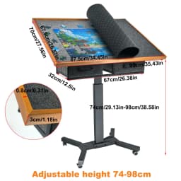 1500 Pieces Jigsaw Puzzle Table for Adults, with Adjustable Tilting Angle and Wheels, Metal Legs, Storage Drawers, Portable Cart