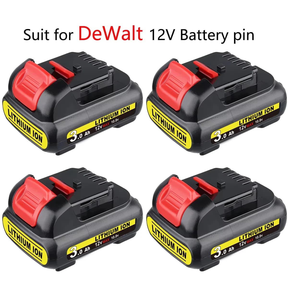 DCB120 3.0Ah 1/2/4Pack 12V Lithium Ion Battery Replace for DeWalt DCB123 DCB127 DCB101 DCB119 DCD700 Higher Capacity Battery pin