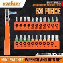 HORUSDY 23Pc Mini Offset Ratchet Screwdriver Hex Torx Bit Quick Change Reversible Wrench