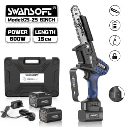 600W Electric Chainsaw 15cm Guide Bar - Cordless Battery Powered for Wood Cutting Stock EU/AU/BR/CL 2×4.0Ah Batteries Included