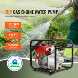 SucceBuy Gasoline Engine Water Pump 7HP 142 / 265 GPM 22ft Suction 4-Stroke Gas Powered Trash Water Transfer Pump Irrigation Use