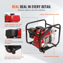 SucceBuy Gasoline Engine Water Pump 7HP 142 / 265 GPM 22ft Suction 4-Stroke Gas Powered Trash Water Transfer Pump Irrigation Use