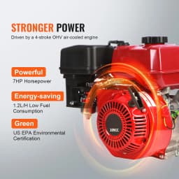 SucceBuy Gasoline Engine Water Pump 7HP 142 / 265 GPM 22ft Suction 4-Stroke Gas Powered Trash Water Transfer Pump Irrigation Use