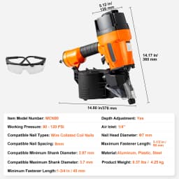 SucceBuy Coil Siding Nailer CN65 CN55 CN70 CN83 CN90 Pneumatic Siding Nail Gun Pallet Making Coil Nailer 70-120PSI Air Nailer