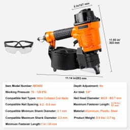 SucceBuy Coil Siding Nailer CN65 CN55 CN70 CN83 CN90 Pneumatic Siding Nail Gun Pallet Making Coil Nailer 70-120PSI Air Nailer
