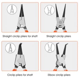 7" Circlip Pliers Set Internal External Bent Straight Snap Ring Remover Tool