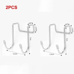 2PC 304 Stainless Steel Hook Free Punching Double S-Shape Hook Kitchen Bathroom Cabinet Door Back Type Coat Towel Storage Hanger