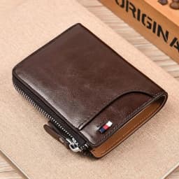 Mens Wallet Leather Business Card Holder Zipper Purse Luxury Wallets for Men RFID Protection Purses Carteira Masculina Luxury