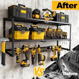 Tool Organizer Shelf-Pegboard Hook System For Cordless Drill Racks Garage Tool Storage & Workspace Efficiency Tool Wall Panels.