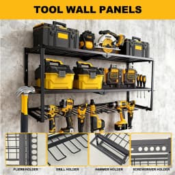 Tool Organizer Shelf-Pegboard Hook System For Cordless Drill Racks Garage Tool Storage & Workspace Efficiency Tool Wall Panels.