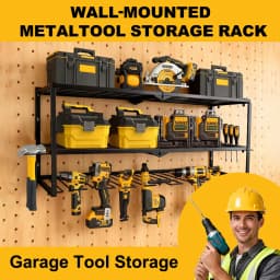 Tool Organizer Shelf-Pegboard Hook System For Cordless Drill Racks Garage Tool Storage & Workspace Efficiency Tool Wall Panels.