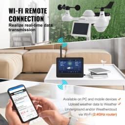 SucceBuy 7-in-1 Wireless Weather Station with Wi-Fi 7" TFT Colorful Display & Solar-Powered Sensor for Indoor Outdoor Monitoring