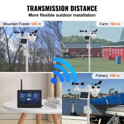 SucceBuy 7-in-1 Wireless Weather Station with Wi-Fi 7" TFT Colorful Display & Solar-Powered Sensor for Indoor Outdoor Monitoring