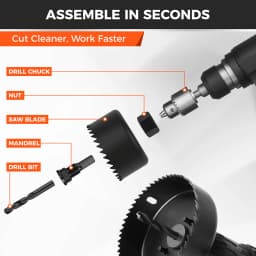 HORUSDY 8-Pieces Hole Saw Kit 25-54mm Drill Bits Hex Key Plywood PVC Board Soft Wood Au