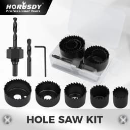 HORUSDY 8-Pieces Hole Saw Kit 25-54mm Drill Bits Hex Key Plywood PVC Board Soft Wood Au