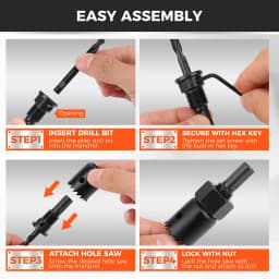 HORUSDY 8-Pieces Hole Saw Kit 25-54mm Drill Bits Hex Key Plywood PVC Board Soft Wood Au