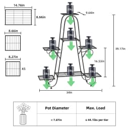 Metal Plant Stand Indoor Outdoor Flower Pot Display Rack Garden Shelf Stand Holder 7 Tiers