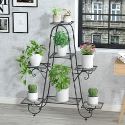 Metal Plant Stand Indoor Outdoor Flower Pot Display Rack Garden Shelf Stand Holder 7 Tiers