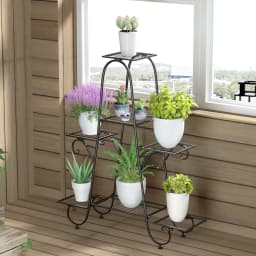Metal Plant Stand Indoor Outdoor Flower Pot Display Rack Garden Shelf Stand Holder 7 Tiers