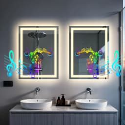 LED Bathroom Mirror Tempered Glass Mirror with Bluetooth, 3 Colors Dimmable, Lights Memory, Upgraded Backplane 70/80/100/120cm