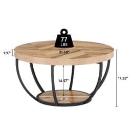 Tribesigns Round Coffee Table, 32" Circle Coffee Table for Living Room, 2-Tier Wood Accent Center Table with Open Storage Indus