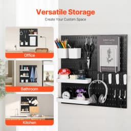 SucceBuy 4 PCS 11" x 11" Plastic Home Pegboard Wall Panels Decor Organizer Holder Mounting Display DIY Tool Storage for Garage