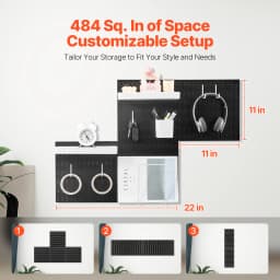 SucceBuy 4 PCS 11" x 11" Plastic Home Pegboard Wall Panels Decor Organizer Holder Mounting Display DIY Tool Storage for Garage