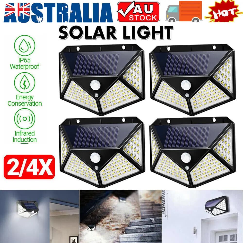 2/4X Waterproof LED Solar Powered Light Outdoor PIR Motion Sensor Garden Security