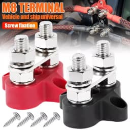 2Pcs Bus Bar Terminal Block 5/16inch M8 DC 48V Power Junction Block Power