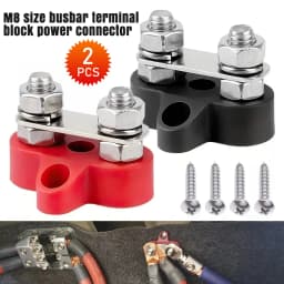 2Pcs Bus Bar Terminal Block 5/16inch M8 DC 48V Power Junction Block Power