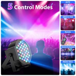 Yiflamefly 4 Pcs Par Light 36 RGB LED Stage Light Party Light DMX512 With Remote Control For DJ Party Show Halloween Christmas