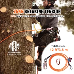 SucceBuy Steel Wire Core Flip Line Kit25KN Breaking Tension Solid Snap Hooks & Rope Grap for Arborists Tree Climbers Outdoors