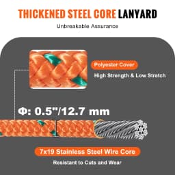 SucceBuy Steel Wire Core Flip Line Kit25KN Breaking Tension Solid Snap Hooks & Rope Grap for Arborists Tree Climbers Outdoors