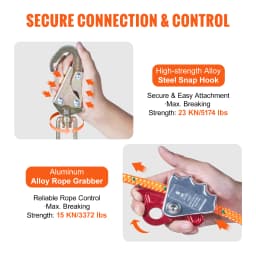 SucceBuy Steel Wire Core Flip Line Kit25KN Breaking Tension Solid Snap Hooks & Rope Grap for Arborists Tree Climbers Outdoors