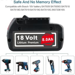 1/2/4Pcs 8.0Ah BAT609 Replace for Bosch 18V Li-on Battery Pin BAT610G BAT612 BAT618 Suit for Bosch 18V Cordless Power Tools
