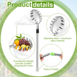 Telescoping Fruit Picker with Long Handle 4m Pole Fruit Picking Tool Storage Bag