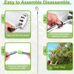Telescoping Fruit Picker with Long Handle 4m Pole Fruit Picking Tool Storage Bag