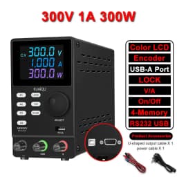 KUAIQU 300V 1A 300W Lab DC Power Supply RS232 USB Software Power Source 12V 30V 10A 200V Adjustable Voltage Regulator For Test