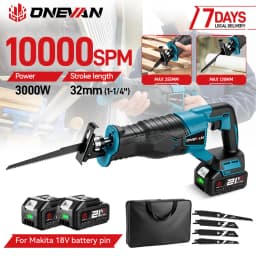 ONEVAN 10000SPM Electric Reciprocating Saw Cordless Chainsaw Metal Pipe Cutter Multifunctional Tool For Makita 18V Battery Pin