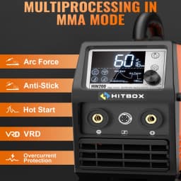 HITBOX HIM200 Welder Synergic MMA Flux MIG Lift TIG Spool Gun 4-in-1 Multi-process Portable Semi-Automatic Welding Tool for DIY Workshop