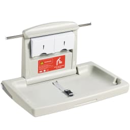 SucceBuy Wall-Mounted Baby Changing Station Horizontal Foldable Diaper Change Table Safety Straps and Hanging Rods for Newborns