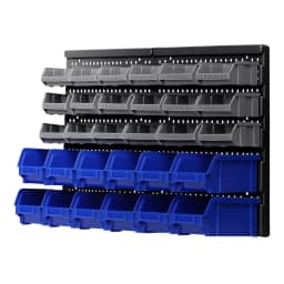 Wall Mounted Storage Bin Rack for 30 Bins Heavy Duty Organizer Shelf for Garage Workshop Parts Storage Space Saving Wall Holder