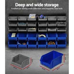 Wall Mounted Storage Bin Rack for 30 Bins Heavy Duty Organizer Shelf for Garage Workshop Parts Storage Space Saving Wall Holder