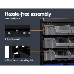 Wall Mounted Storage Bin Rack for 30 Bins Heavy Duty Organizer Shelf for Garage Workshop Parts Storage Space Saving Wall Holder